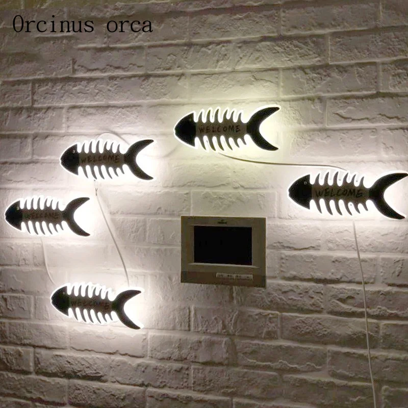 Mediterranean creative boat anchor wall lamp child room boys and girls bedroom decorative thermometer personality LED wall lamp