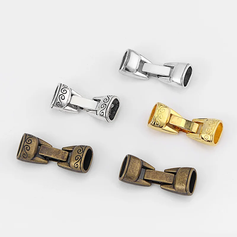 3sets Tibetan Silver/Bronze/Gold Snap Clasp for 10X6mm Licorice Leather Cord Bracelet&Bangle Jewelry Making Accessories Material