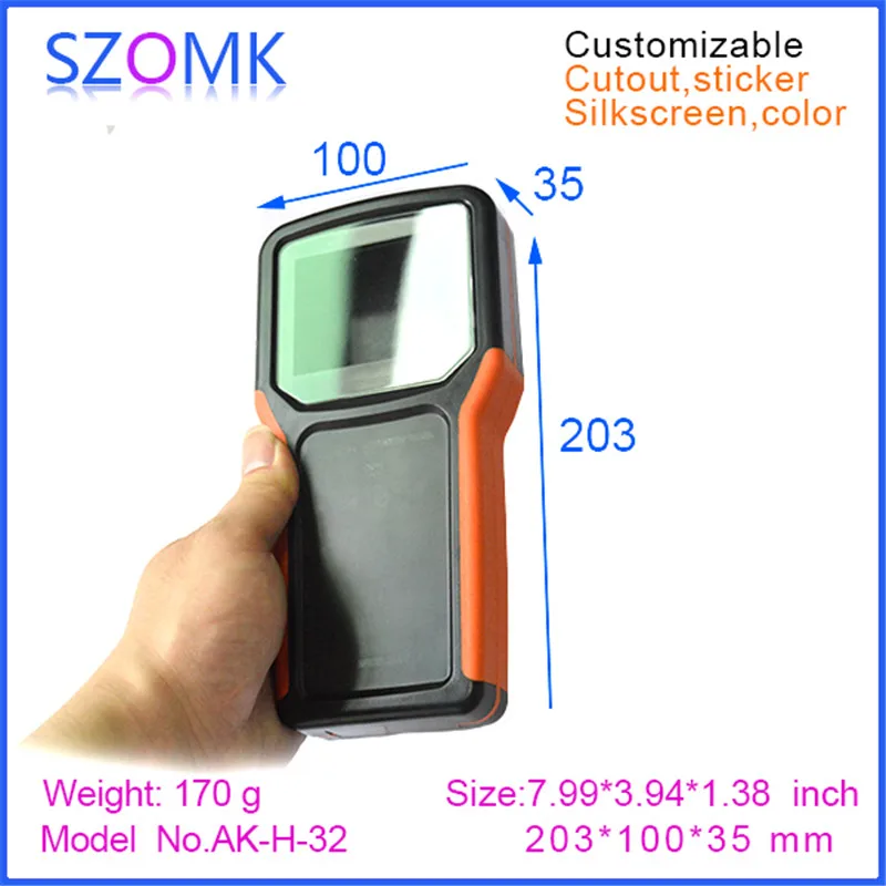 10Pcs instrument handheld enclosure with 5xAA 18650 battery holder 200*100*35mm LCD enclosure case, plastic electronics box