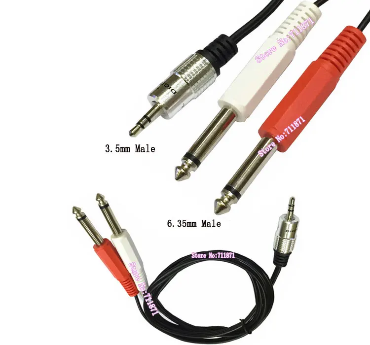 3FT 1/8 Stereo TRS to 1/4 Dual TS Neutrik REAN Audio Cable 3.5mm Male Double 6.5mm Male Audio Line two 6.5 one 3.5 Audio Cord