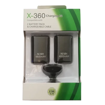 2Pcs 4800mAh סוללה + 1 כבל טעינה עבור Xbox 360 נטענת סוללות אלחוטי בקר Gamepad Replacment סיטונאי