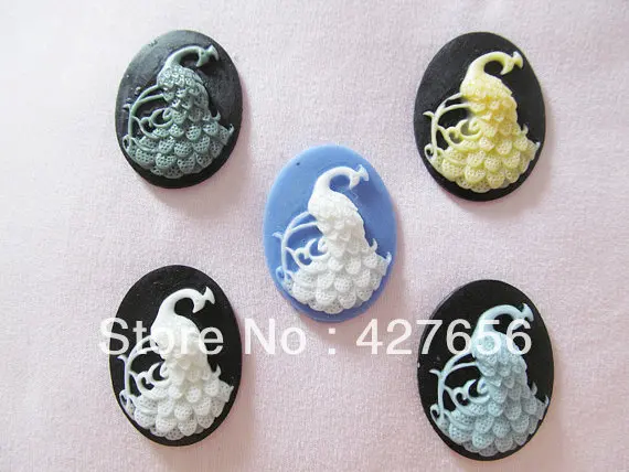 5pcs 30mmx40mm Good Quality Oval Flatback Resin Peacock Cabochon Charm Finding,Phone Decoration Kit,DIY Accessory Jewellery