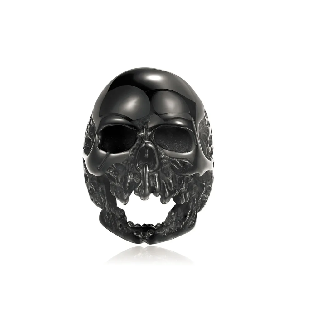 Hot Sale Titanium Steel Gold Black Blue Skull Biker Ring Punk Rock Hip Hop Men's Jewelry Brother Father Gift anel bague