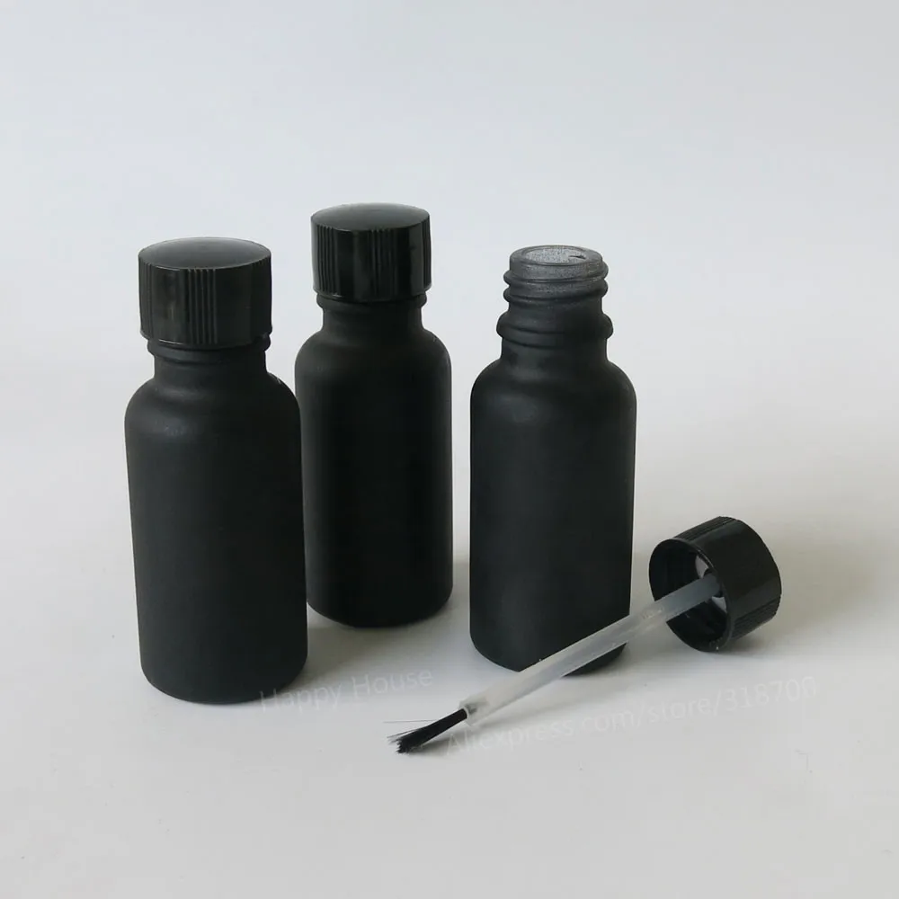 360 x 20ml Empty Nail polish Bottle, 20cc Frosted Black Glass Oil Bottle With Lined Brush Cap, Matte Glass Packaging Container