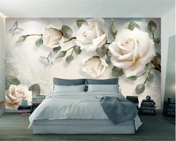 Custom Size wallpaper Rose Branch Mural European TV Background Wall Living Room Bedroom floral home decoration photos wallpaper