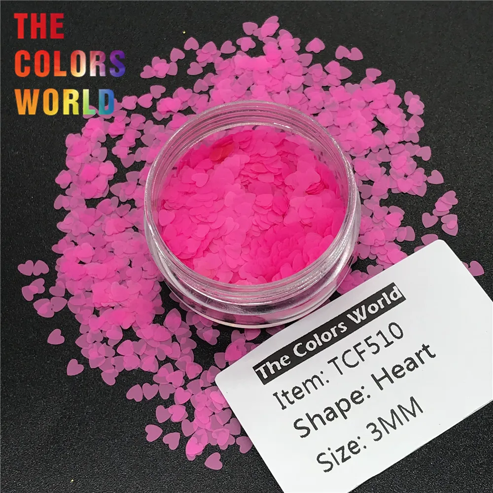 

TCT-138 Heart Shape Neon Bright Matte Color 3MM Solvent Resistant Nail Glitter Nail Art Decoration Polish Makeup Handwork DIY