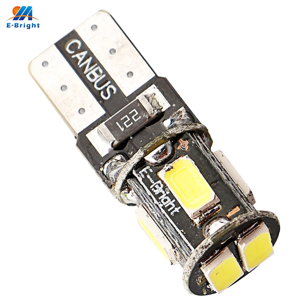 

YM E-Bright 100PCS T10 W5W 194 168 5630 6 SMD Can-bus Error Free 6 Led White 6000K Canbus 180LM High Power