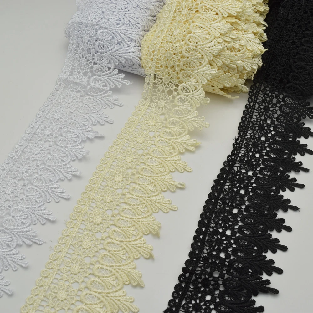 14.5 metri di Buona qualità Bianco nero beige venezia Lace trim di nozze FAI DA TE artigianale cucito Venise Lace trim farbric larghezza: 8 cm