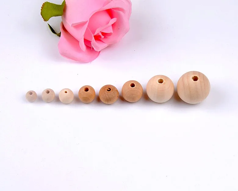 Wholesale Nature Color Wooden Beads Round Wood Spacer Beads 8/10/12/14/16/18/20/25/30/40mm For Fashion Jewelry D2835