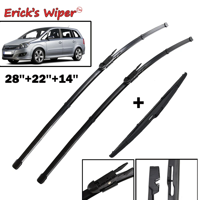 Erick\'s Wiper Front- und Heckwischerblätter für Vauxhall Opel Zafira B 2005–2011 Windschutzscheibe, Windschutzscheibe, Fensterbürsten, 28 Zoll + 22