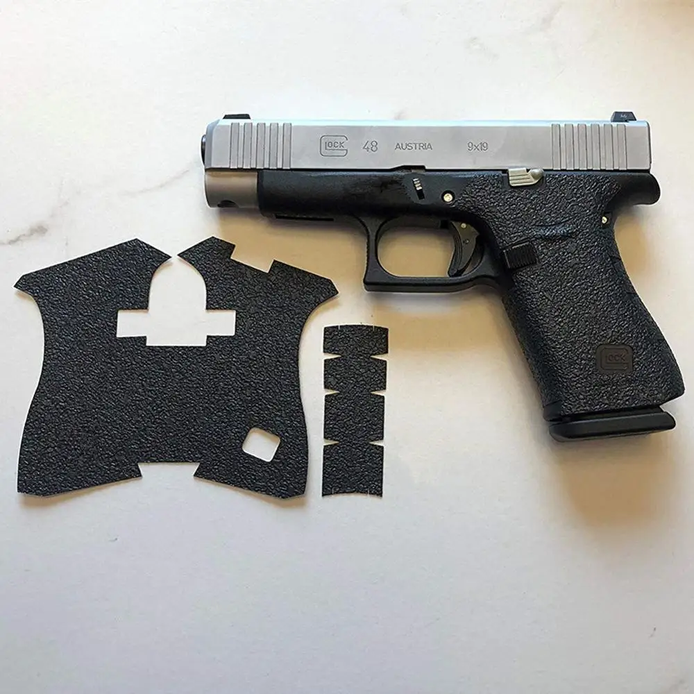 Poignée en Caoutchouc Bergame Personnalisée pour Glock 43 43X 48, Ruban Adhésif pour Cadre d\'Arme de Poing, 9mm, Extension de Magazine, Bande Non