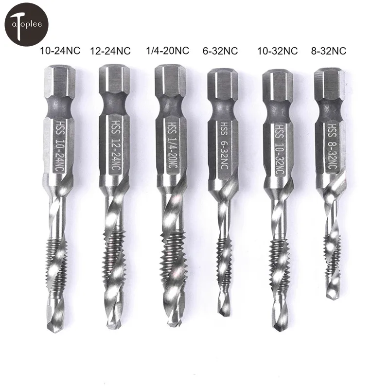 1pcs 1/4'' Hex HSS Hand Tap High Speed Steel Thread Spiral Screw Metric Composite Tap Drill Bit Tap Professional