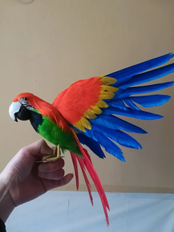 about 32x45cm colourful feathers parrot,Handmade model,spreading wings feathers bird stage prop,home garden decoration toy w0756