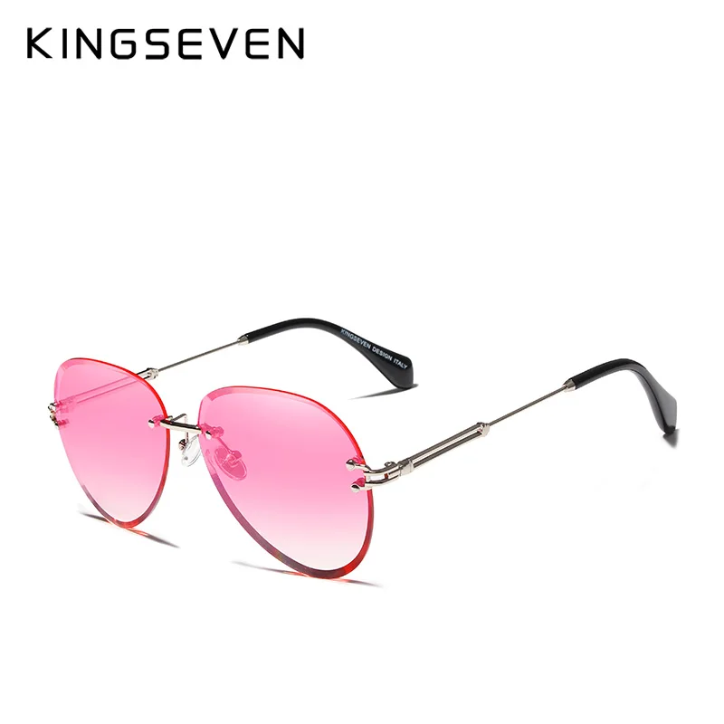 Kingseven 2019 Thiết Kế Vintage Thời Trang Kính Mắt Chống Nắng Không Gọng Kính Mát Nữ Gradient Lens Thương Hiệu Thiết Kế Oculos De Sol Feminino