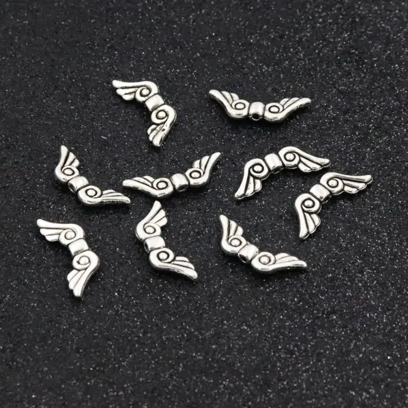 50 Stücke Breite 21 MM Loch 1mm Flügel Gemischte Farbe Gold Spacer Metall Perlen Für Schmuck Finden Schmuck Perlen handgemachte DIY Zubehör – Detail 4