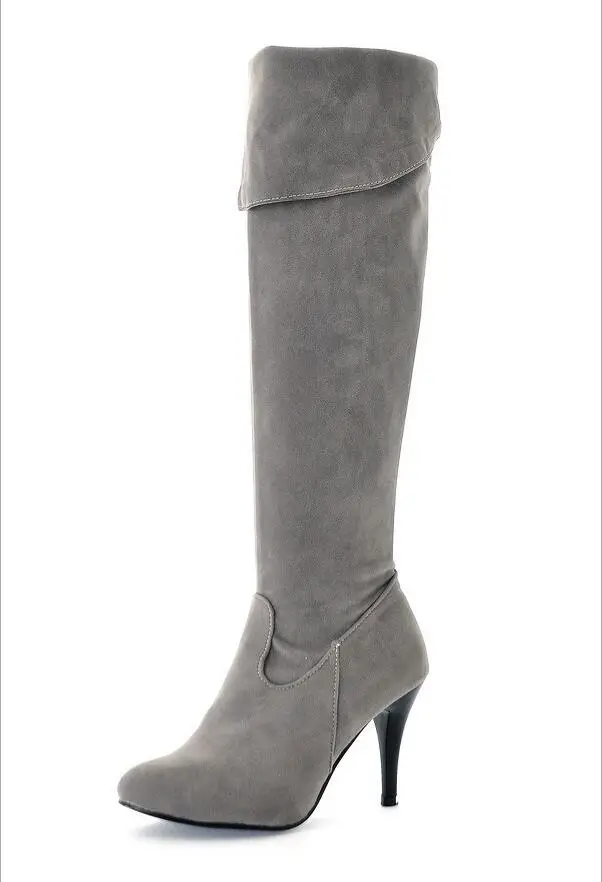 Exempt postage Lovely and sweet Casual sexy Knight boots Side zipper high heel boots Knee-high boots Big yards 34-50