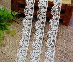 White Cotton Embroidered Lace Fabric , DIY Handmade Lace Materials, Clothing Accessories, Width 2.5cm, 14Yards/Lot, RS432
