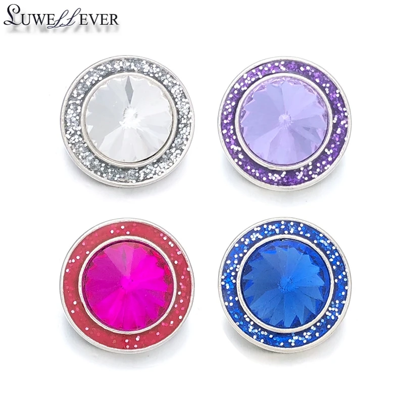 Hot Round Flower w326 Crystal 3D 18mm Metal Snap Button For Bracelet Necklace Interchangeable Jewelry Women Accessorie Findings