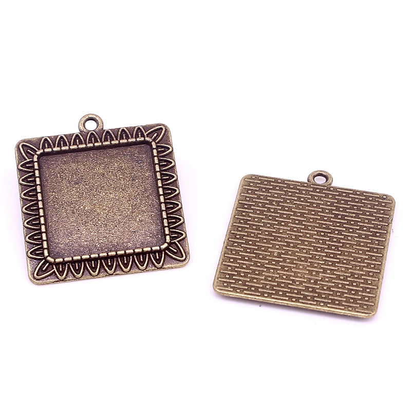 

Sweet Bell 15pcs Antique Bronze Square 28*31mm(Fit 20*20mm dia)Cabochon Setting Pendant Blanks Fit Jewelry Making Charms 7D1232