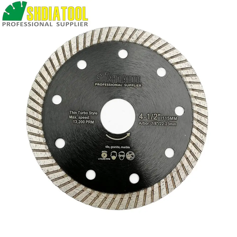 SHDIATOOL 5 pièces 4.5 Pouces Superthin Turbo disques avec 10mm segment hauteur De Coupe des Matériaux Durs En Céramique Carreaux De Granit De Coupe