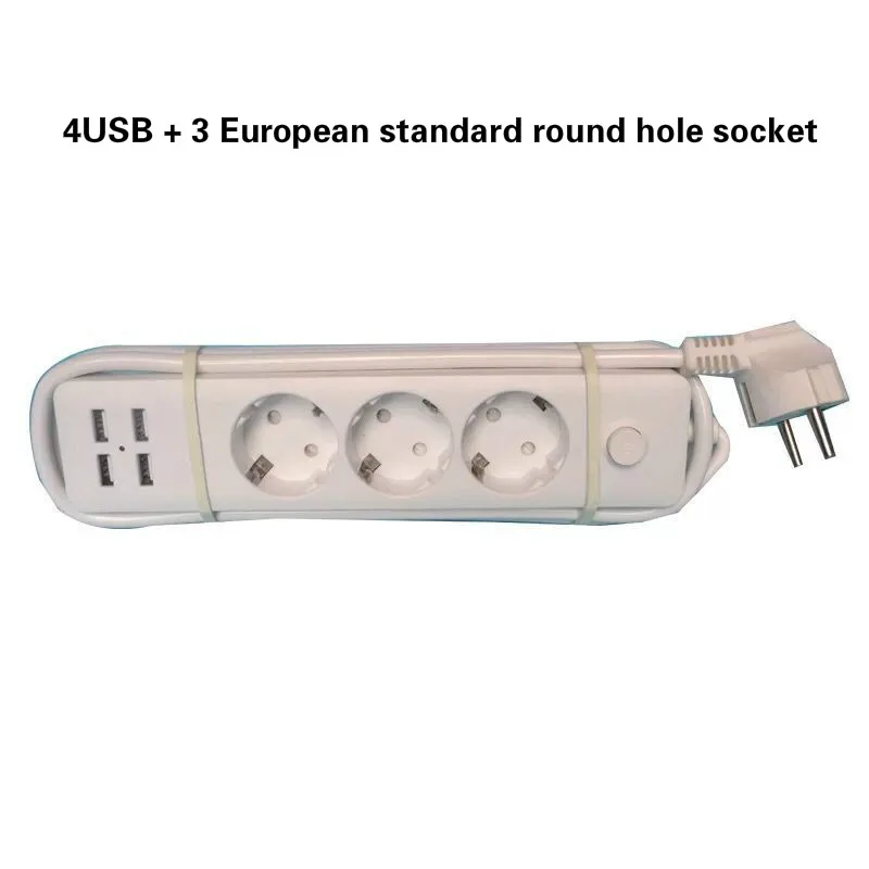 Fast Charging 4 USB + 3 Power Sockets EU Standard Plug 1.8M Power Cord Smart Home Electronic Power Strip Surge Protector Socket