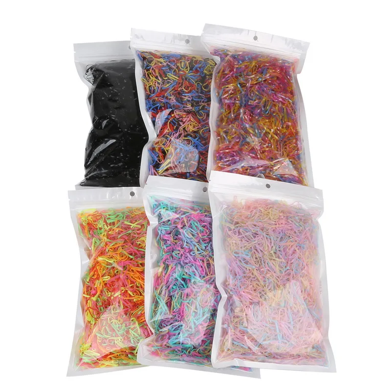 500pcs/LOT Multi Color Ponytail Hair Holders Hair Accessories Mixed Rubber Bands Elastic Hair Ties Girls Kids Tie Gum