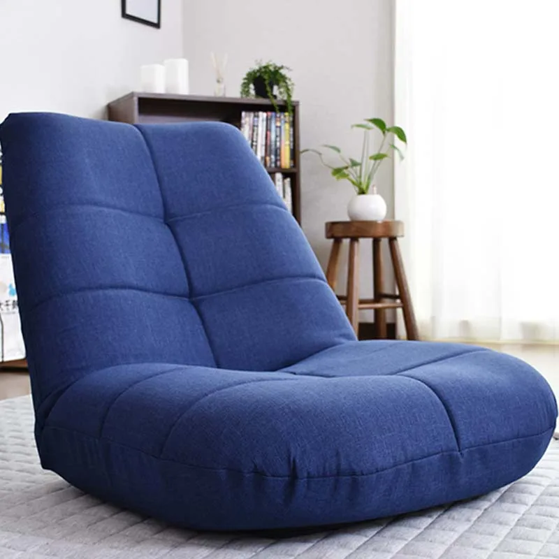 Foldable&Adjustable Japanese Floor Leisure Chair Linen Fabric Upholstery Living Room Furniture Modern Relax Occasional Chair