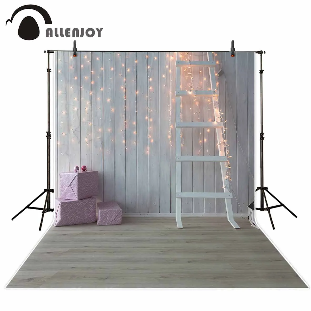 Allenjoy photo backdrop children sweet room white wood wall ladder glitter background photobooth original design vinyl fabric