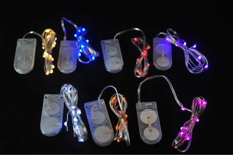 50pcs/Lot CR2032 Cell Battery Operated 20LED Micro Rice Christmas Lights String - Silver Wire Micro LED Starry Light For Decor