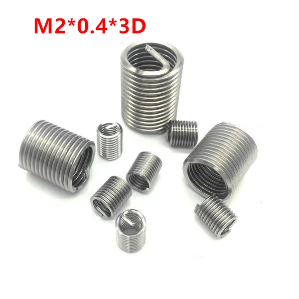 

100pcs M2*0.4*3D Wire Thread Insert M2x3d Wire screw sleeve, M2 Screw Bushing Heliciol Wire Thread Repair Inserts SUS304