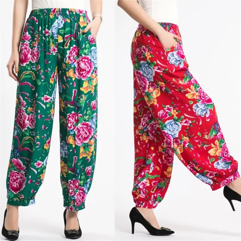 Cotton Silk Square dancing pants large yards wide leg pants in the elderly high waist casual pants. Trousers for women TB81