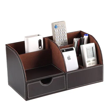 PU Leather Desktop Miscellaneously Brief Mobile Phone Storage Box