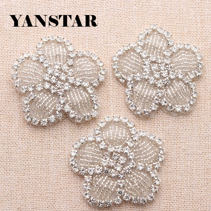 

YANSTAR 50PCS Wholesale Bridal Hand Sewing Crystal Rhinestone Applique Iron On For Wedding Dresses Belt DIY Bridal Sash YS919