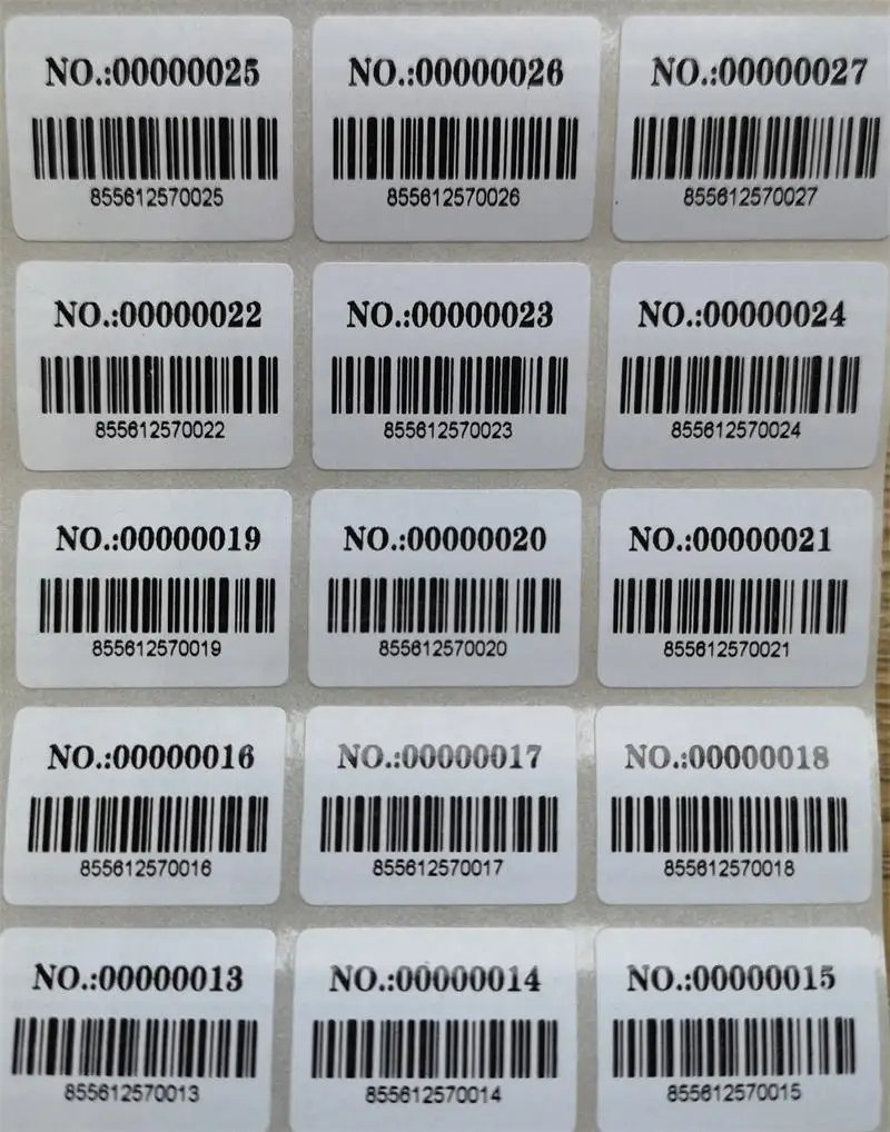 1000pcs Labels 30x15mm running number Consecutive Number Serial Numbers with Barcode Inventory Stickers/Adhesive paper sticker