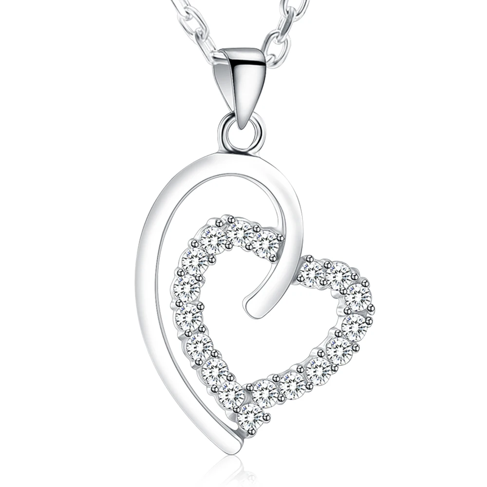 IJS0003 Standard 925 Sterling Silver Hollow Heart Plated Pendant Necklace for Women High-End Gift Packaging