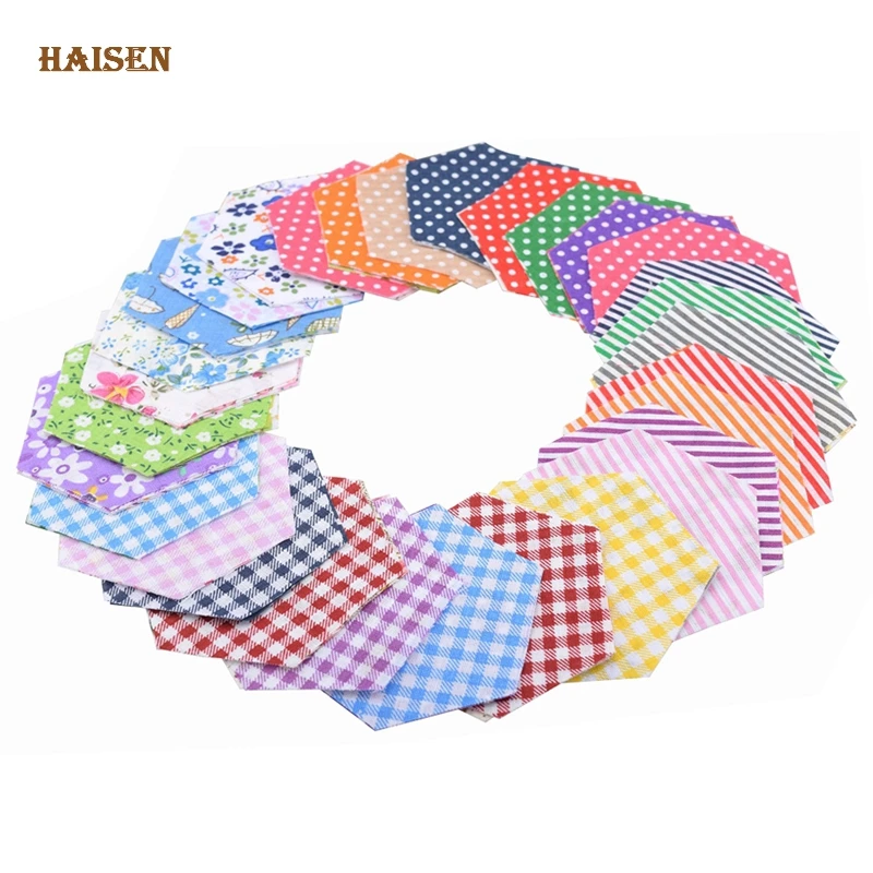 80pcs/Lot Hexagon Shape Not Repeat Random Chic Thin/Low Density Cotton Fabric Patchwork Tissue For DIY Quilting&Sewing Material