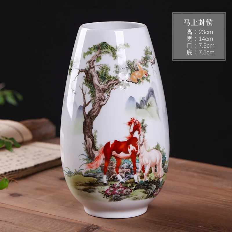 Jingdezhen Vintage Ceramic Flower Vase Chinese Traditional Style Animal Vase Tabletop Crafts Home Decor Furnishing Articles Pots