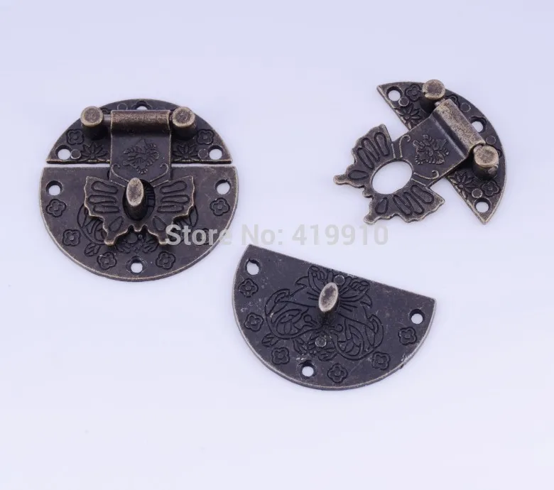 Free Shipping-10 Sets Bronze Tone Jewelry Wooden Case Boxes Making Lock Latch Hardware 40mm,J1834