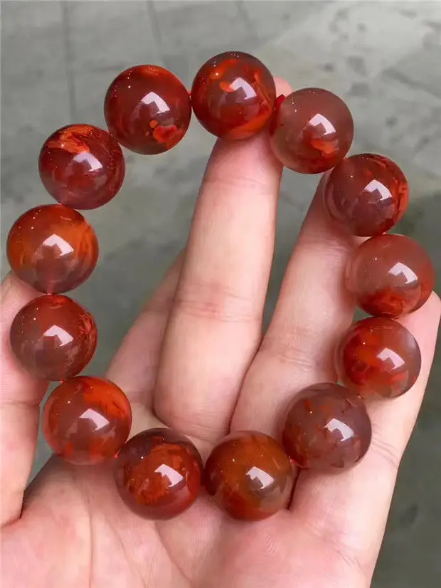 

Natural 16mm South Red Agate Gemstone Women Beads Bracelet AAA