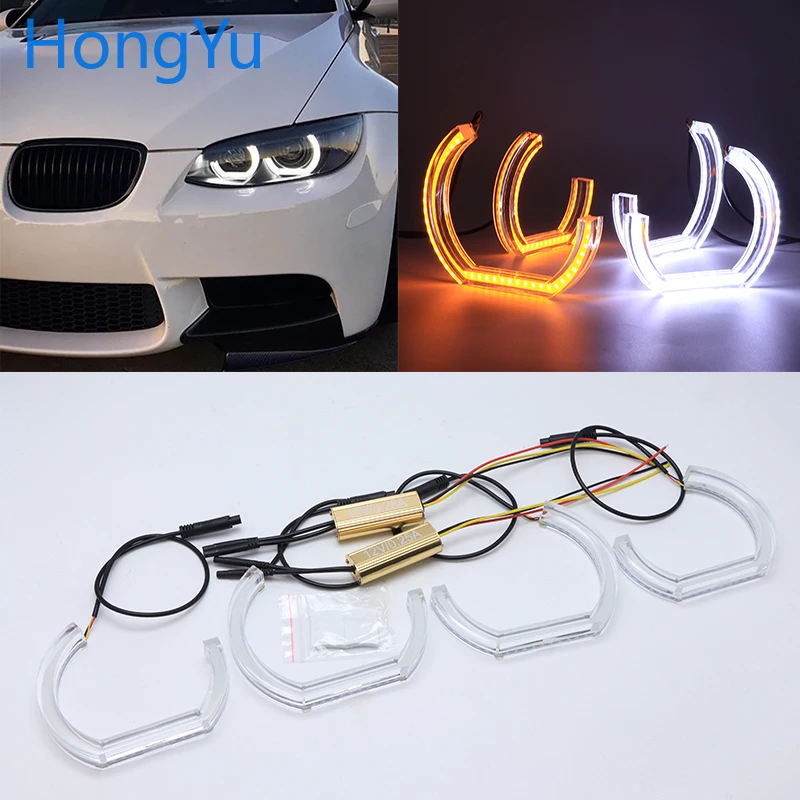 

for BMW 1 Series E82 E88 E87 E81 2008 2009-2011 Xenon headlight LED Angel Eye Kit Dual White Amber Switchback Turn Signal Light