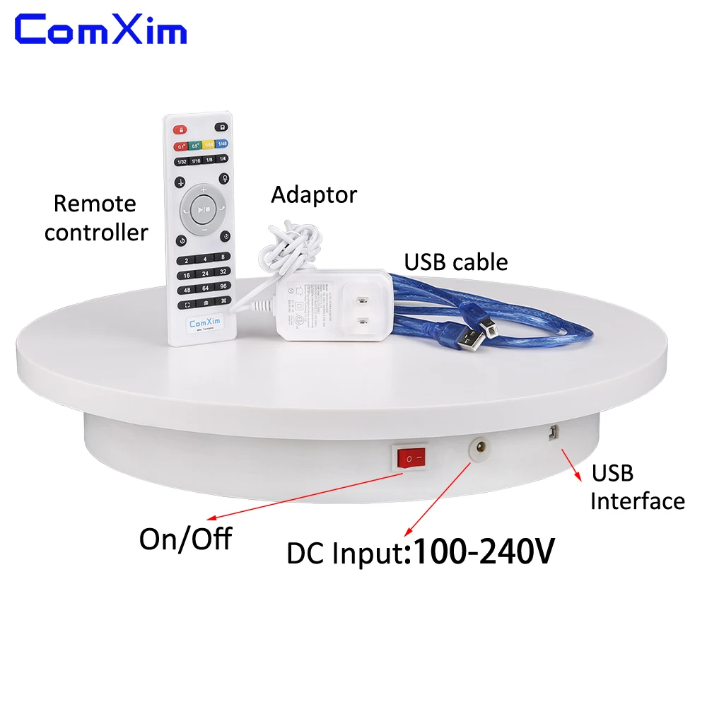 ComXim 40cm 15.7in Remote,WIFI,USB Rotating Electric Photography Turntable,Display Stand for Products Jewelry Display