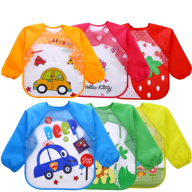 Cute Baby Bibs Waterproof Long Sleeve Apron Children Feeding Smock Bib Burp Clothes Soft Eat Toddler Baberos Bavoir Clothing 19