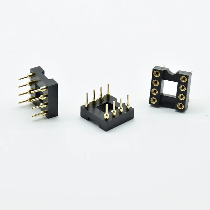 10pcs IC Sockets DIP8  8P Pins hole  Round Hole Microcontrollers 2.54 PCB Connector DIP Socket Needle seat