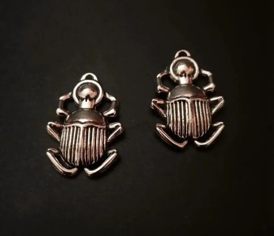 5 pcs Antique Sliver Egyptian Scarab ladybug With Charm Accessories for jewelry Bracelet Necklace making 31x21mm