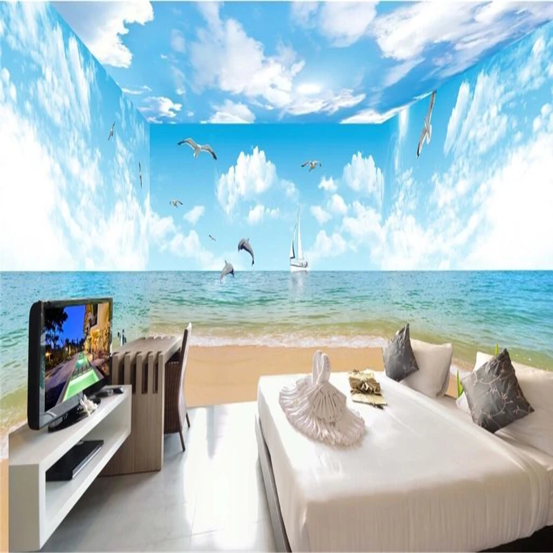 beibehang Large Seaview Full House Backdrop custom wall mural mural wallpaper 3d living room TV backdrop photo wall paper roll