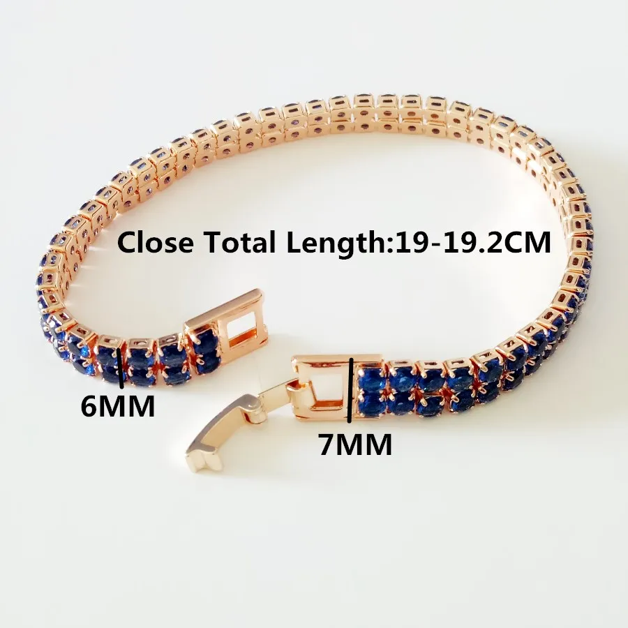 Women Bracelets Rose 585 Gold Color New Jewelry19CM Long Black Stone Link Bracelets for Lady