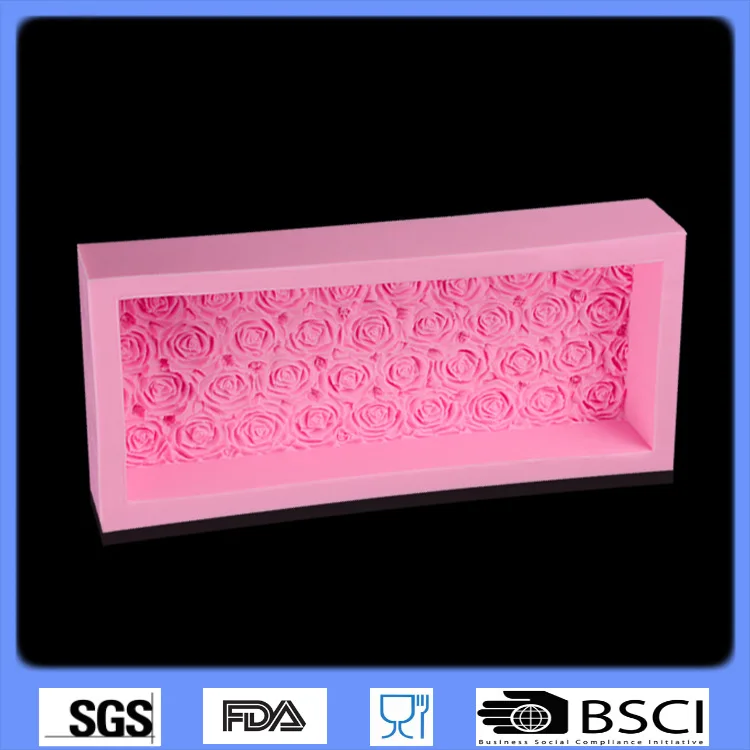 1000ML Big Embossed Loaf Pan Silicone Soap Mold Rose Flower Decoration Handmade Toast Soap Making Mould H377