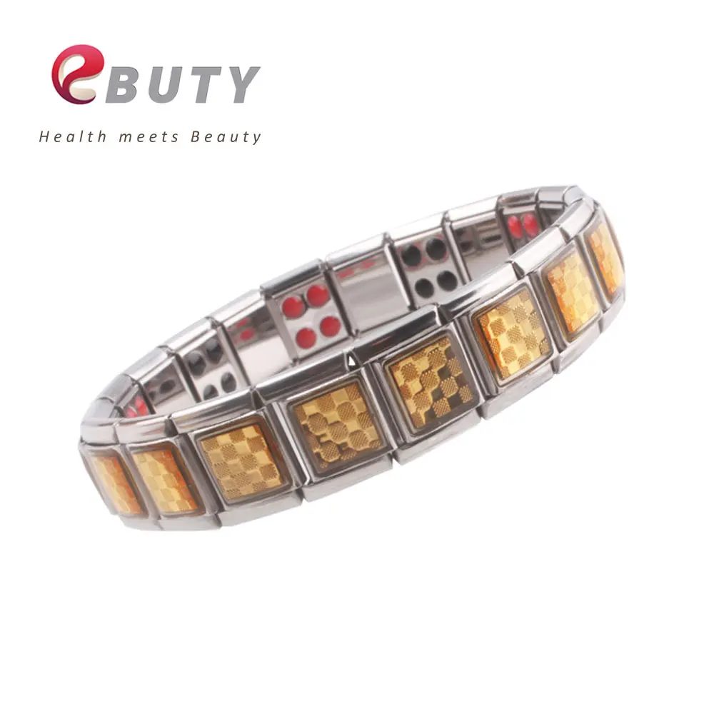 EBUTY Health Energy Bracelets With FIR & Germanium Stone Gold Bangle Bracelet with Gift Box Fashion Jewelry 10pcs/lot