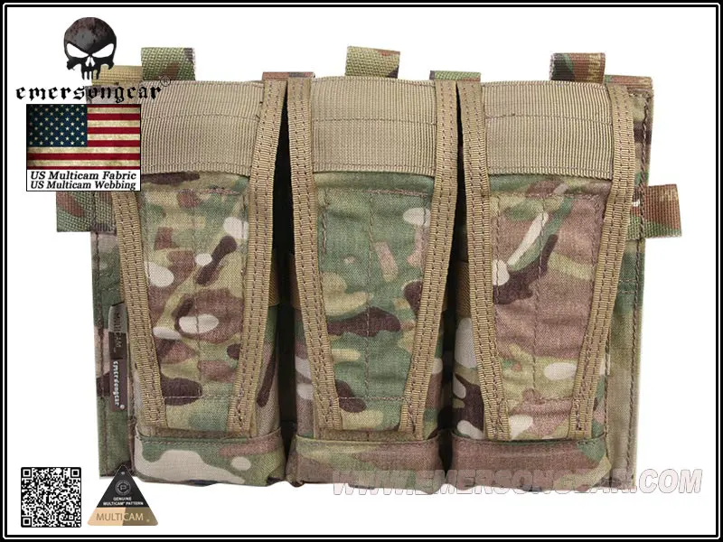 Emersongear-Triple Magazine Pouch Only for AVS Vest, Combat Molle Magazine Pouch, MC EM9030