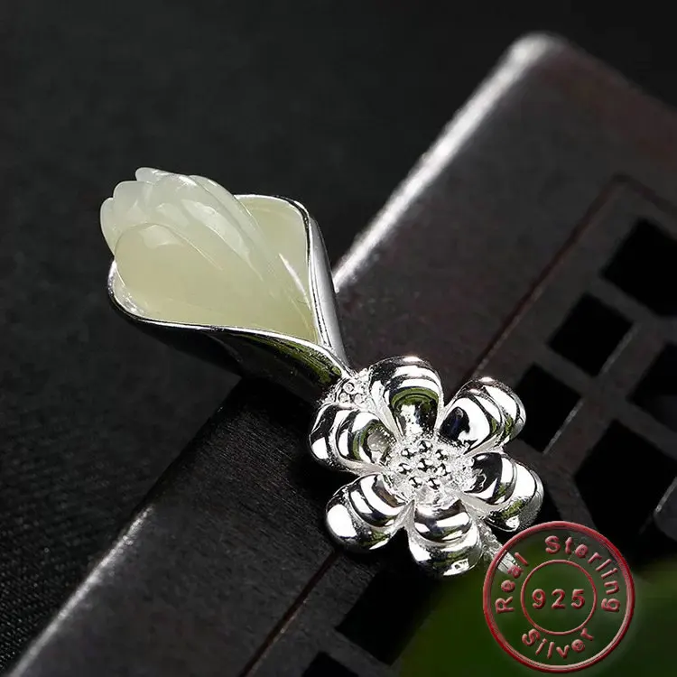 

Amxiu Handmade Magnolia Flower Hair Sticks S925 Headwear Vintage Jewelry Antique Silver Hair Accessories For Women Mother Gift